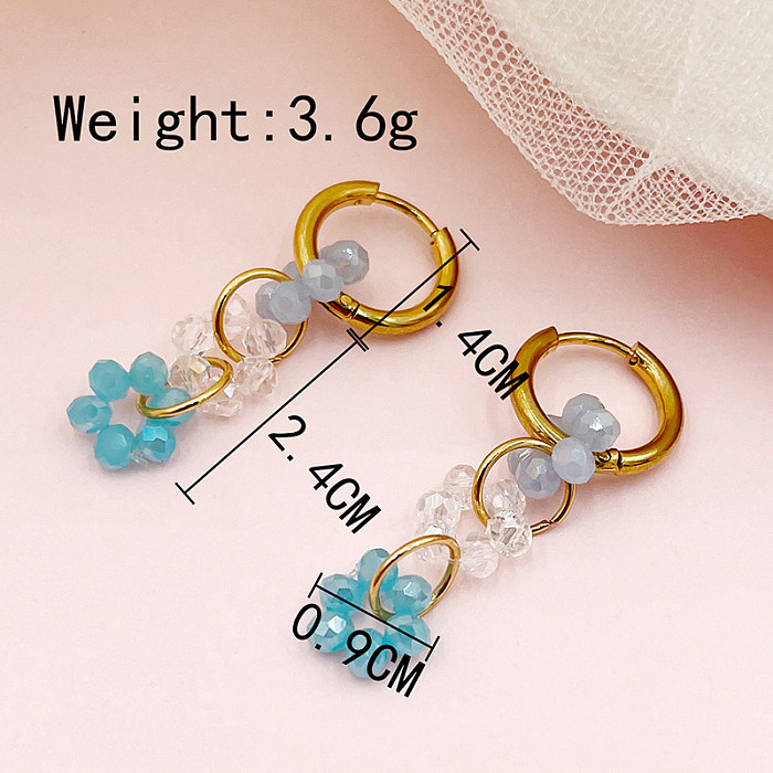 1 Pair Fairy Style Sweet Flower Plating Stainless Steel  Gold Plated Earrings