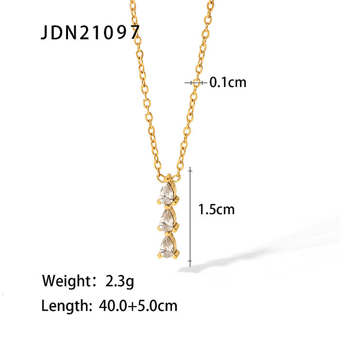 Fashion Geometric Stainless Steel  Pendant Necklace Plating Zircon Stainless Steel  Necklaces