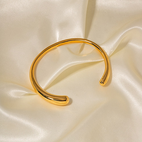 Simple Style Solid Color Stainless Steel Plating 18K Gold Plated Cuff Bracelets