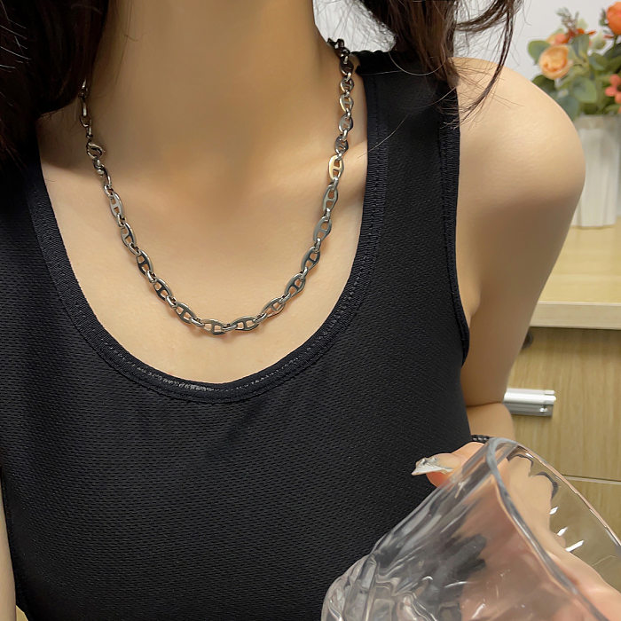 Wholesale Retro Pig Nose Stainless Steel Necklace