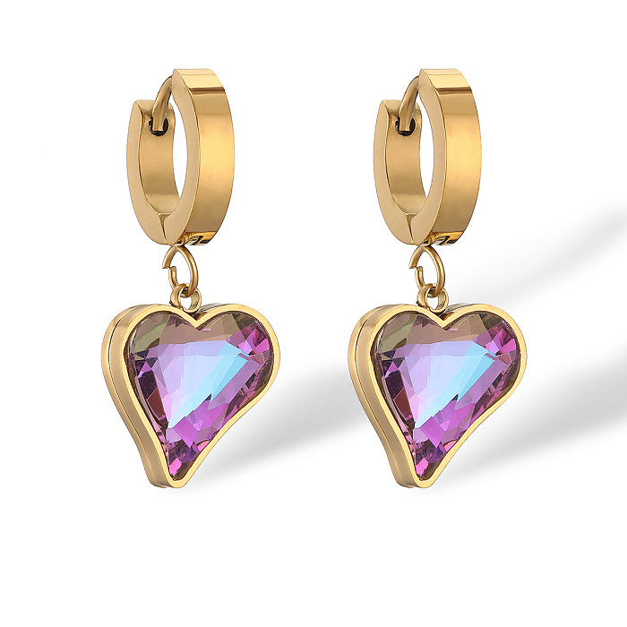 1 Pair Simple Style Commute Star Heart Shape Butterfly Plating Inlay Stainless Steel Zircon 18K Gold Plated Earrings