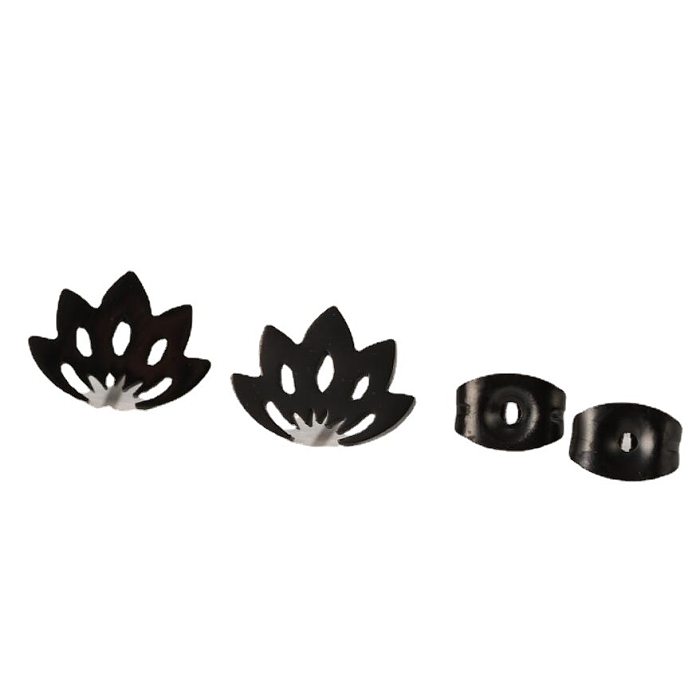 1 paire de clous d'oreilles en acier inoxydable, Style moderne et Simple, plaqué Lotus, ajouré