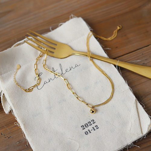Fashion Solid Color Stainless Steel Gold Plated Necklace 1 Piece