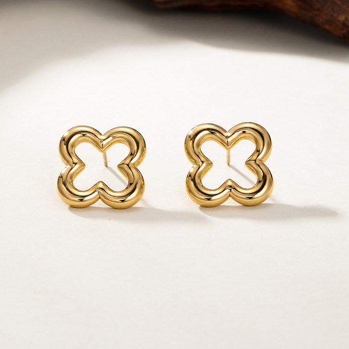 1 Pair Casual Modern Style Simple Style Flower Plating Stainless Steel  18K Gold Plated Ear Studs
