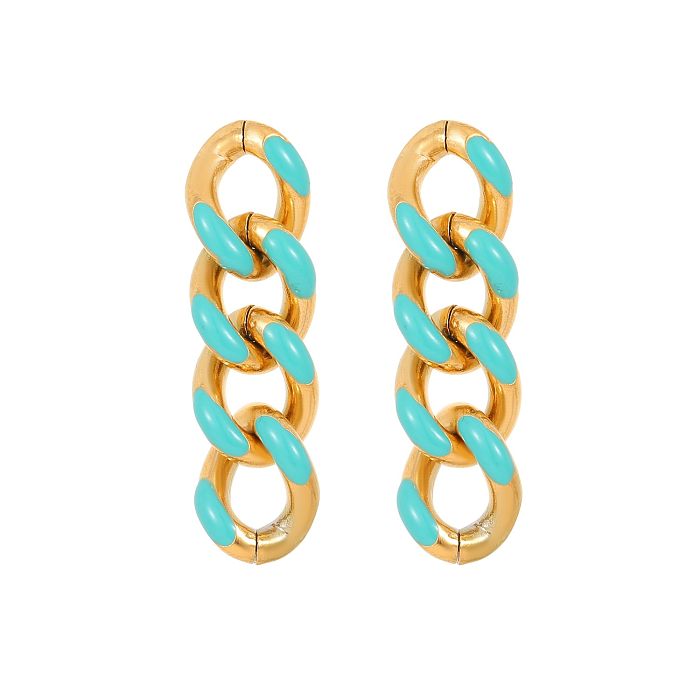 1 Pair Exaggerated Chain Plating Stainless Steel  Gold Plated Drop Earrings
