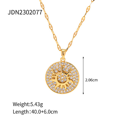 1 Piece INS Style Sun Stainless Steel  Plating Inlay Zircon Pendant Necklace