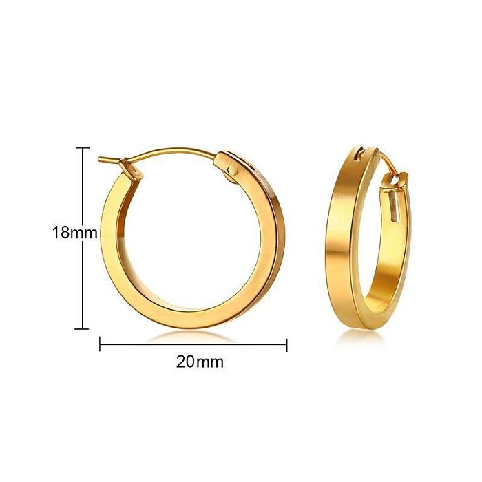 1 Pair Simple Style Solid Color Plating Stainless Steel  Gold Plated Hoop Earrings