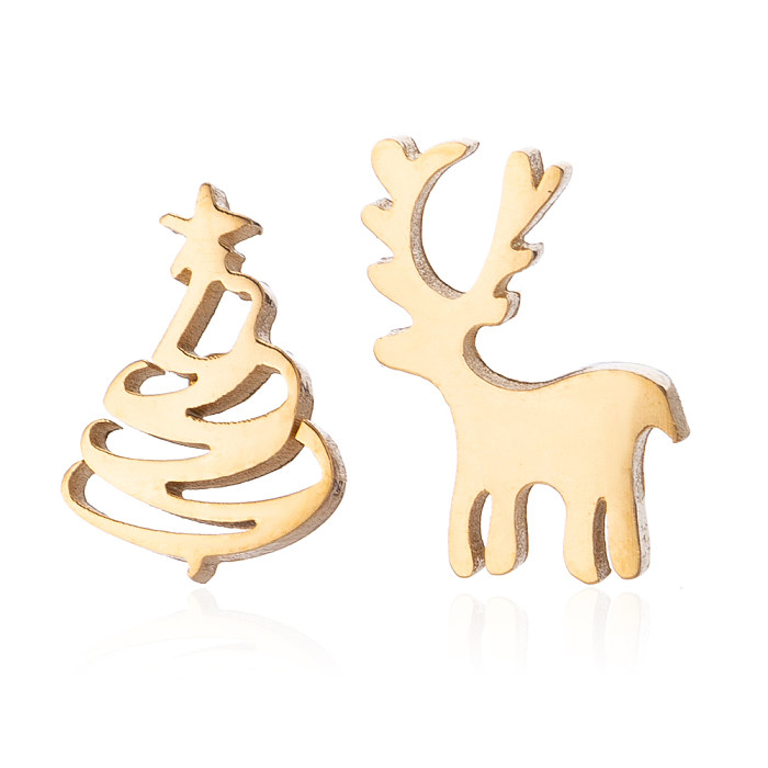 Brincos de orelha revestidos de aço inoxidável para árvore de Natal da moda 1 par