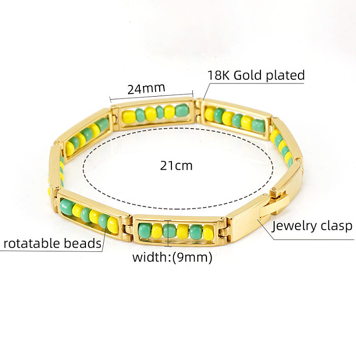 Mode Geometrische Edelstahl Armbänder Vergoldete Perlen Edelstahl Armbänder
