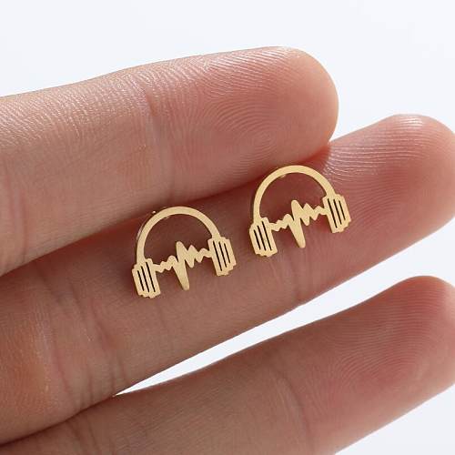 Simple Style Headset Stainless Steel Ear Studs Plating No Inlaid Stainless Steel  Earrings