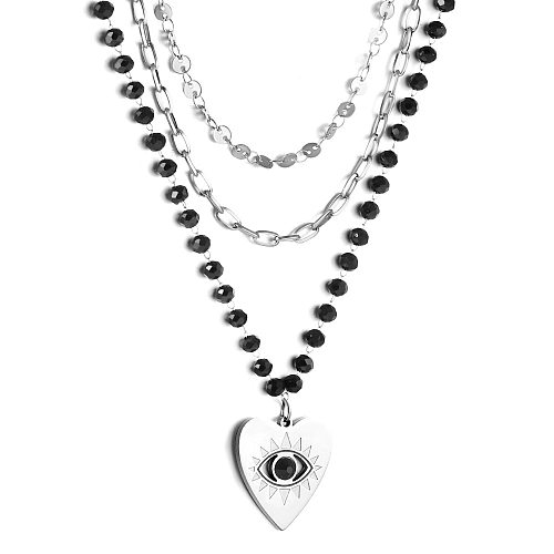 IG Style Star Heart Shape Stainless Steel  Stainless Steel Plating Inlay Artificial Crystal Layered Necklaces