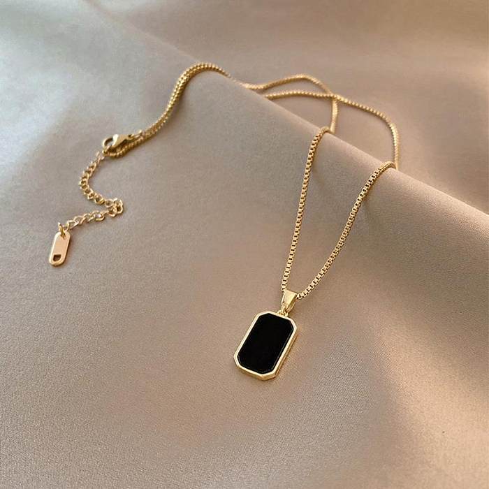 Simple Style Rectangle Stainless Steel Plating 18K Gold Plated Necklace