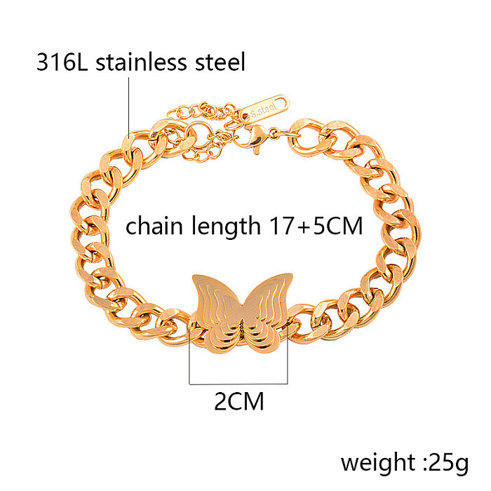 Bracelets de placage d'acier inoxydable de papillon de trèfle à quatre feuilles de mode