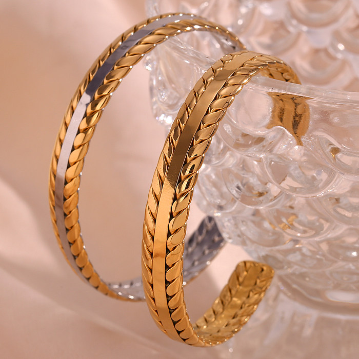 Bracelet plaqué or 18K de placage d'acier inoxydable de grain de style classique de style simple