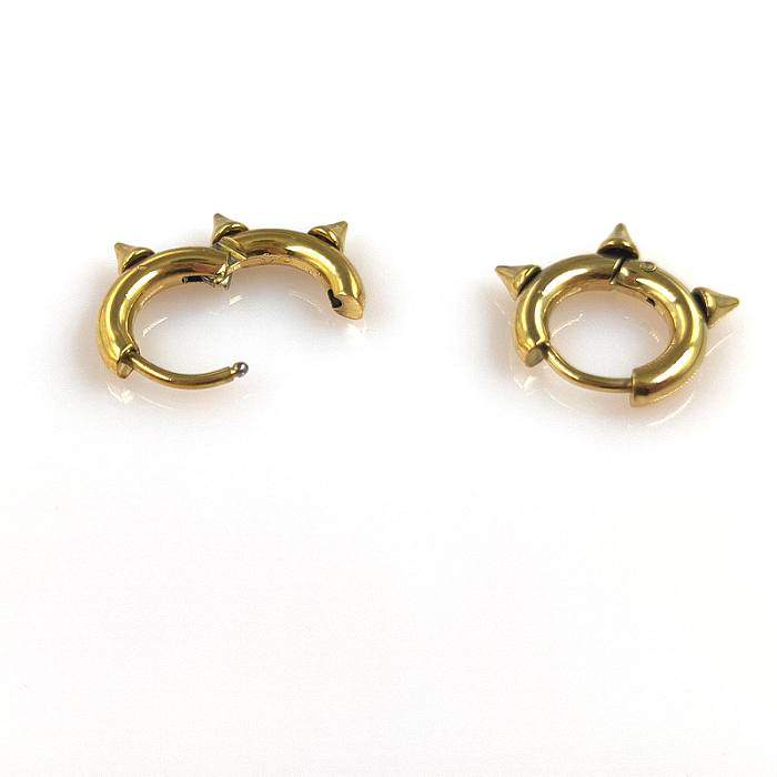 1 Pair Hip-Hop Retro Simple Style Round Plating Stainless Steel  18K Gold Plated Hoop Earrings