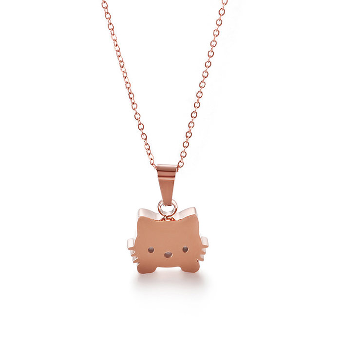 Stainless Steel  Cute Cat Clavicle Chain Necklace Wholesale Jewelry jewelry