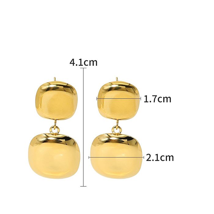1 Pair IG Style Vacation French Style Square Plating Stainless Steel  Stainless Steel 18K Gold Plated Drop Earrings