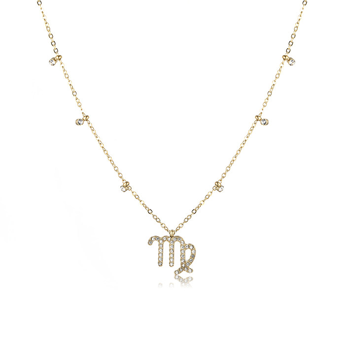 Collier avec pendentif en Zircon plaqué or 18 carats, Style Simple, constellation brillante, en acier inoxydable, en vrac