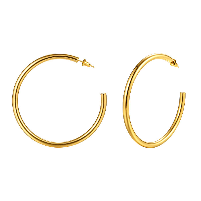 زوج واحد من ترصيع الأذن من الفولاذ المقاوم للصدأ المطلي بالذهب على الطراز الكلاسيكي على شكل حرف C