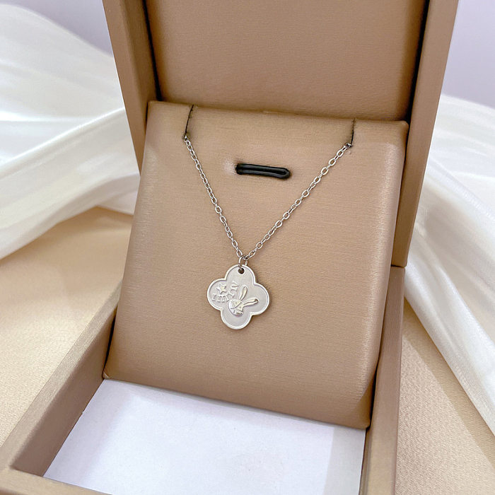 Cartoon Style Rabbit Stainless Steel Plating Pendant Necklace