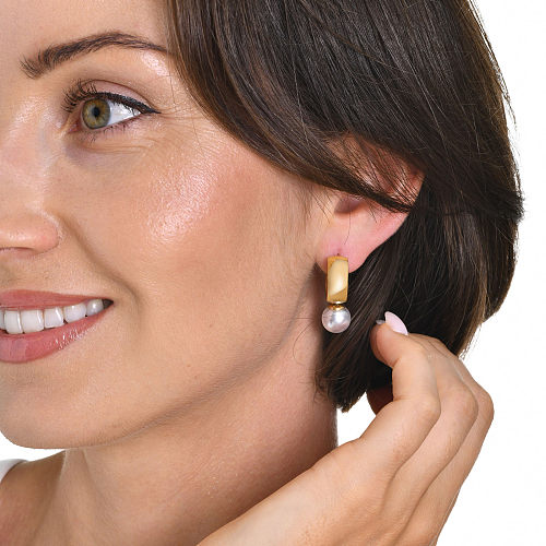 Boucles d'oreilles plaquées or 1 carats, 18 paire, incrustation géométrique de Style baroque et français, perles artificielles en acier inoxydable