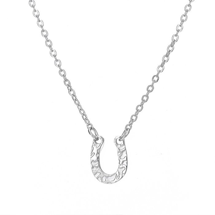 Fashion U-shaped Letter Pendant Stainless Steel  Necklace