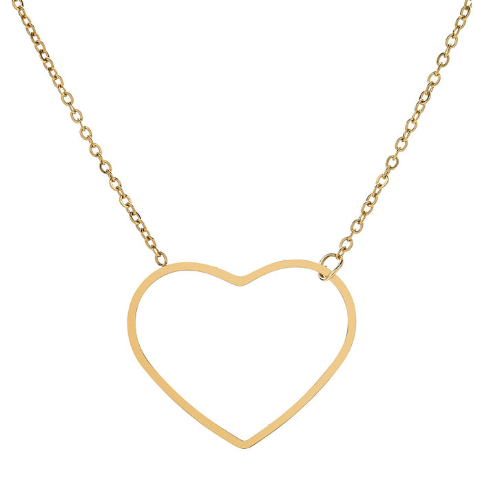 Colar com pingente banhado a ouro 18K em formato de coração geométrico de estilo simples