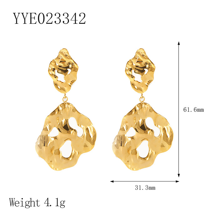 1 Pair Vintage Style Solid Color Flower Asymmetrical Plating Stainless Steel  18K Gold Plated Drop Earrings