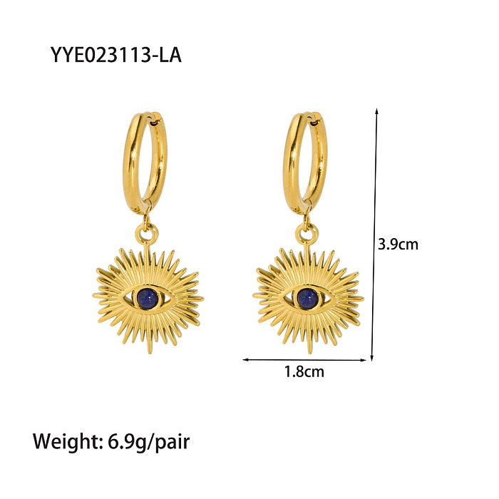 1 Pair Lady Geometric Devil'S Eye Plating Inlay Stainless Steel  Lapis Lazuli Gold Plated Earrings
