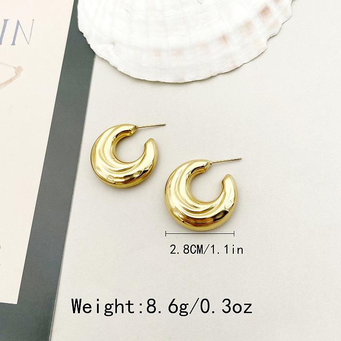 1 Pair Nordic Style Commute Spiral Stripe Enamel Plating Stainless Steel  Gold Plated Ear Studs