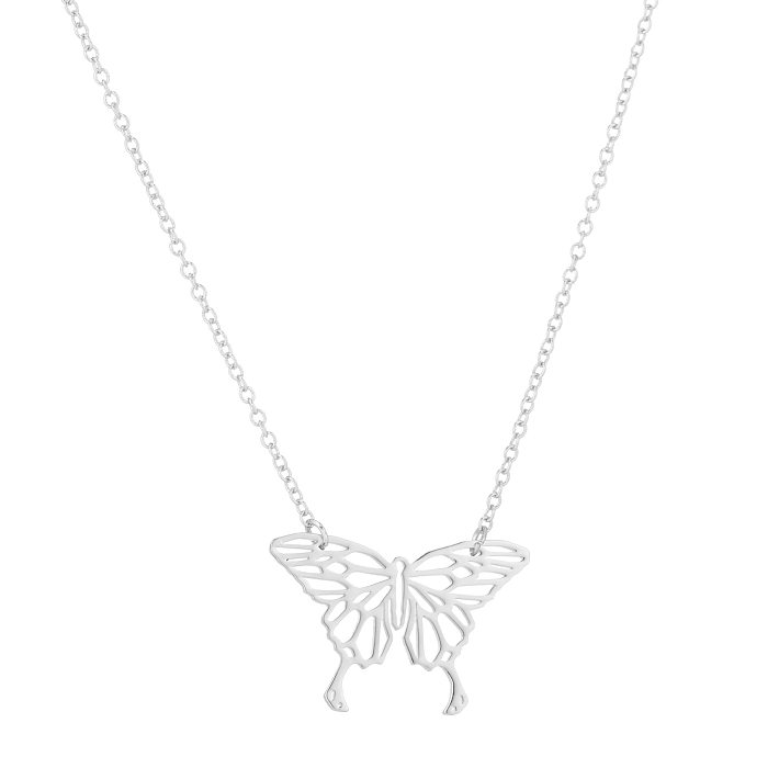 Collier pendentif papillon plaqué acier inoxydable, 1 pièce, à la mode