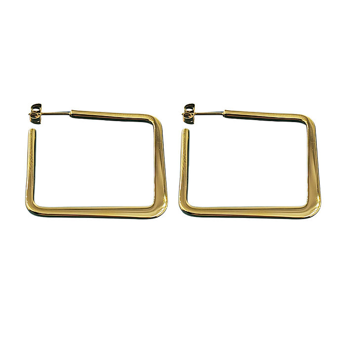 1 Pair Exaggerated Simple Style Square Plating Stainless Steel  Earrings