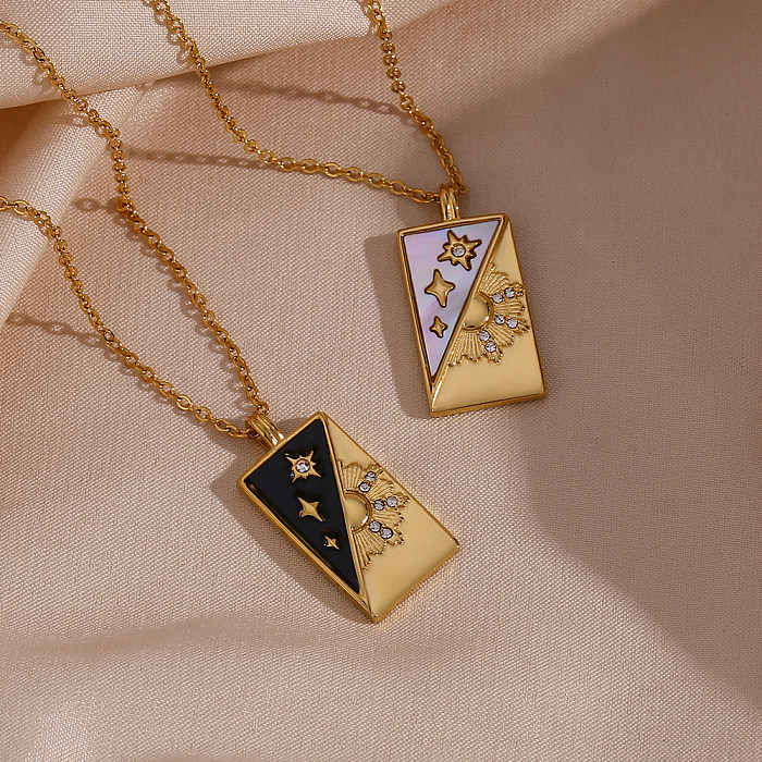 1 Piece Fashion Sun Star Stainless Steel  Inlay Artificial Diamond Pendant Necklace