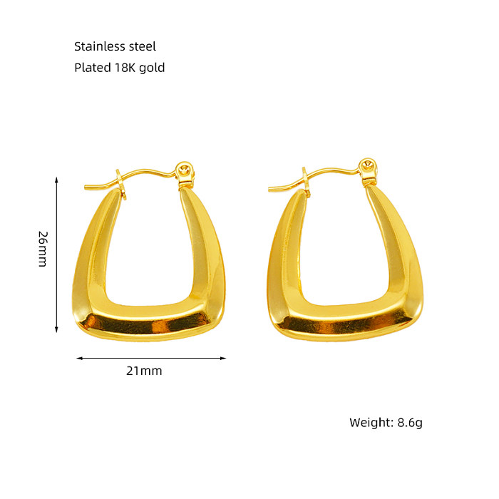 1 Pair Elegant Round Polishing Plating Stainless Steel  18K Gold Plated Earrings