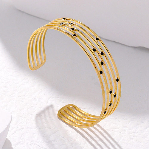 Simple Style Round Dots Stainless Steel Enamel Plating Bangle 1 Piece