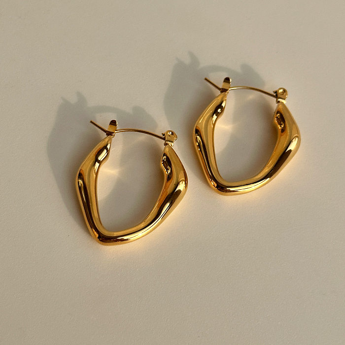 1 Pair Streetwear Irregular Stainless Steel Plating Hoop Earrings