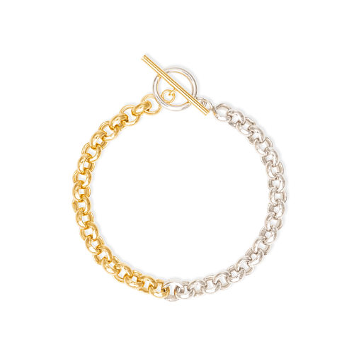 Atacado estilo simples bloco de cores corrente revestida de aço inoxidável pulseiras banhadas a ouro 18K