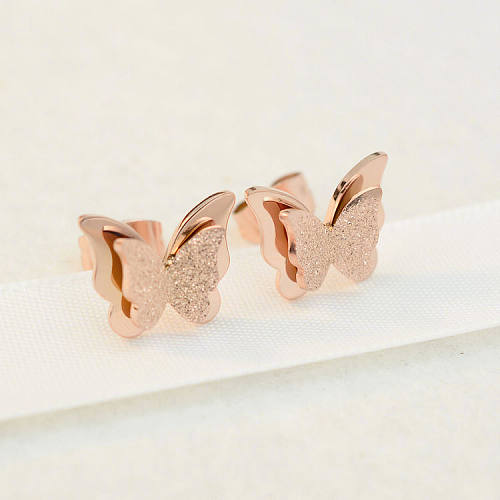 Fashion Butterfly Stainless Steel Plating Ear Studs 1 Pair