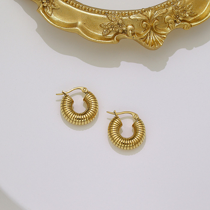 1 Pair Simple Style Solid Color Stainless Steel  Plating 18K Gold Plated Hoop Earrings
