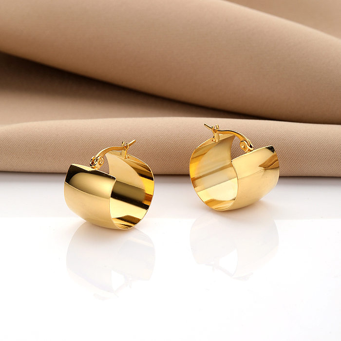 1 Paar einfache Ohrringe aus Edelstahl mit geometrischer Beschichtung