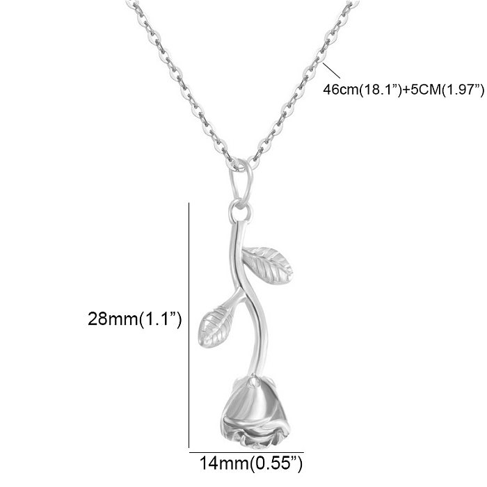 Elegant Lady Flower Stainless Steel Pendant Necklace