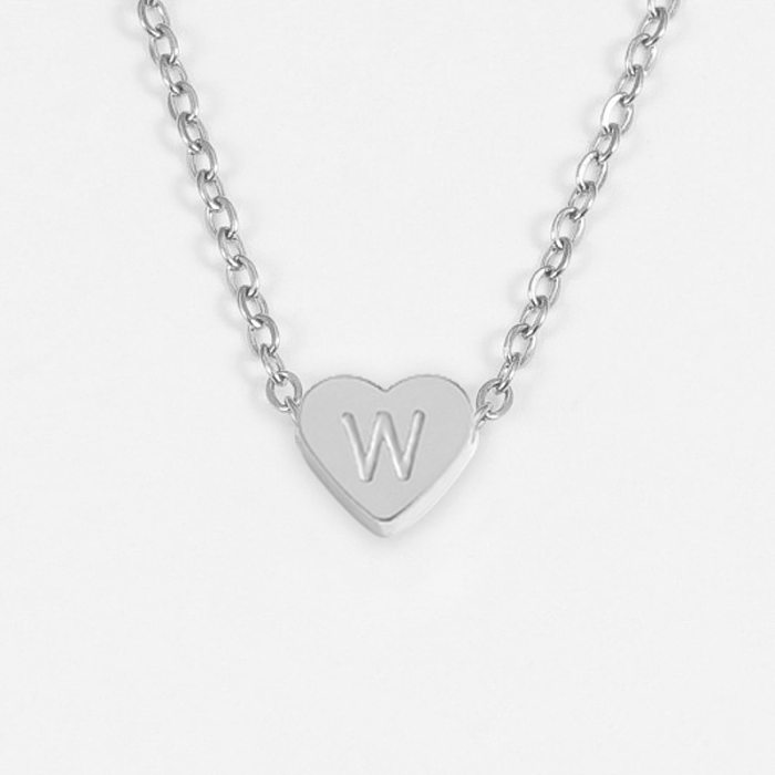 Simple Style Letter Heart Shape Stainless Steel  Stainless Steel Plating Pendant Necklace