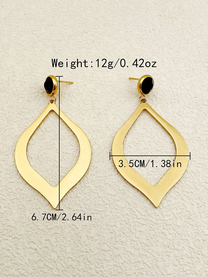 1 Pair Simple Style Geometric Plating Inlay Stainless Steel  Artificial Gemstones Gold Plated Drop Earrings