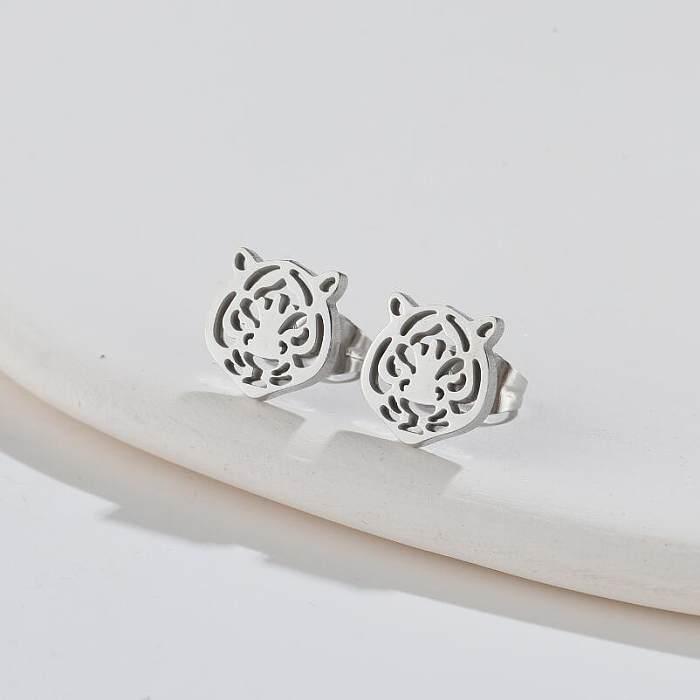 Fashion Tiger Stainless Steel Plating Earrings 1 Pair