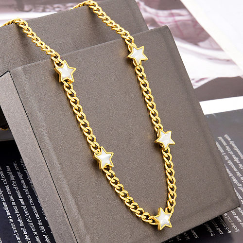 Fashion Star Stainless Steel Inlay Shell Necklace 1 Piece