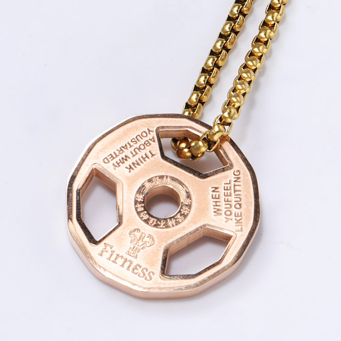Fashion Barbell Stainless Steel Plating Hollow Out Pendant Necklace 1 Piece