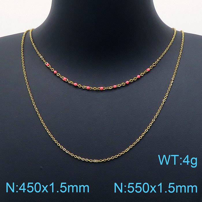 Simple Style Geometric Stainless Steel Plating Resin Layered Necklaces 1 Piece