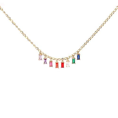 Nouveaux accessoires collier pendentif en Zircon coloré collier en acier inoxydable