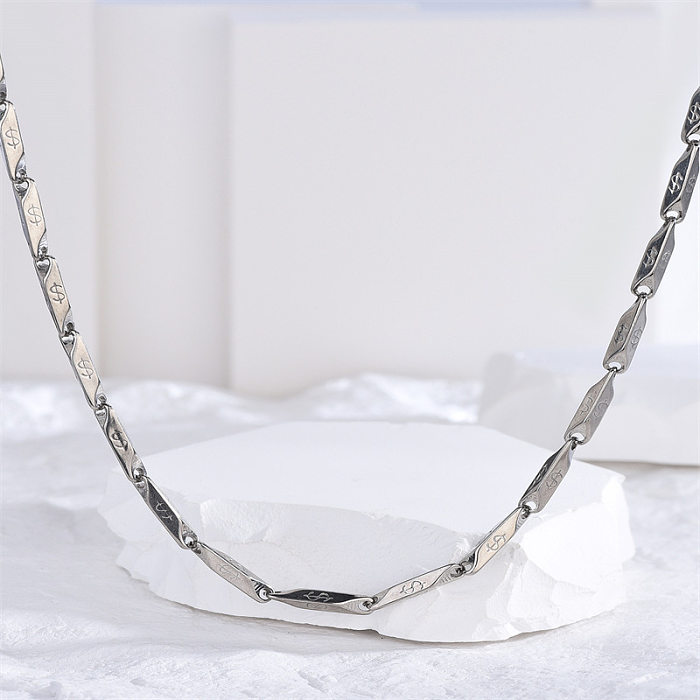Lässige viereckige Halskette aus Edelstahl