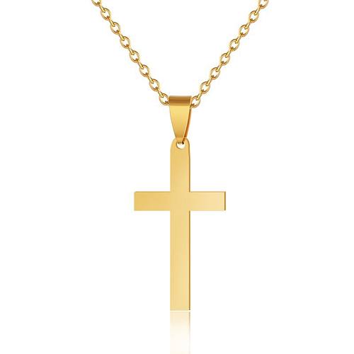 Modern Style Simple Style Cross Stainless Steel  Plating Pendant Necklace Long Necklace